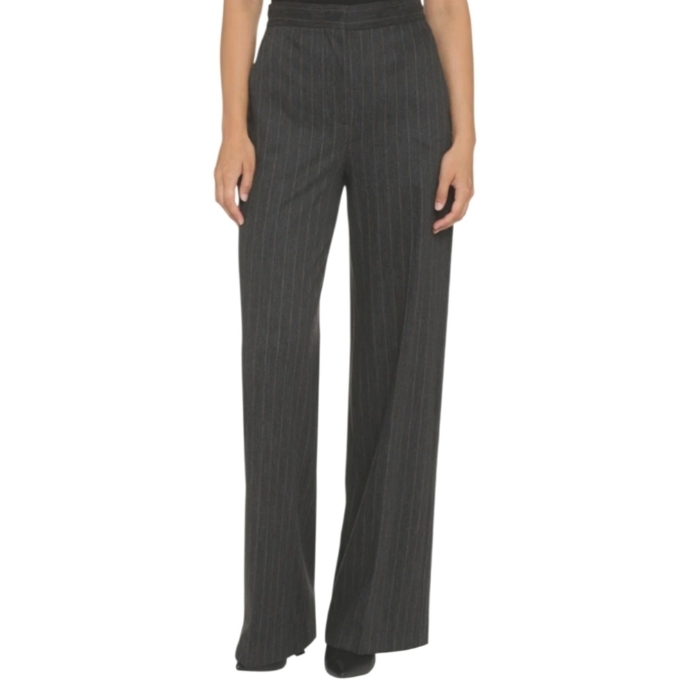 MaxMara Gray Rea Jersey Pinstripe Grey Wool and Angora Trousers Size 8